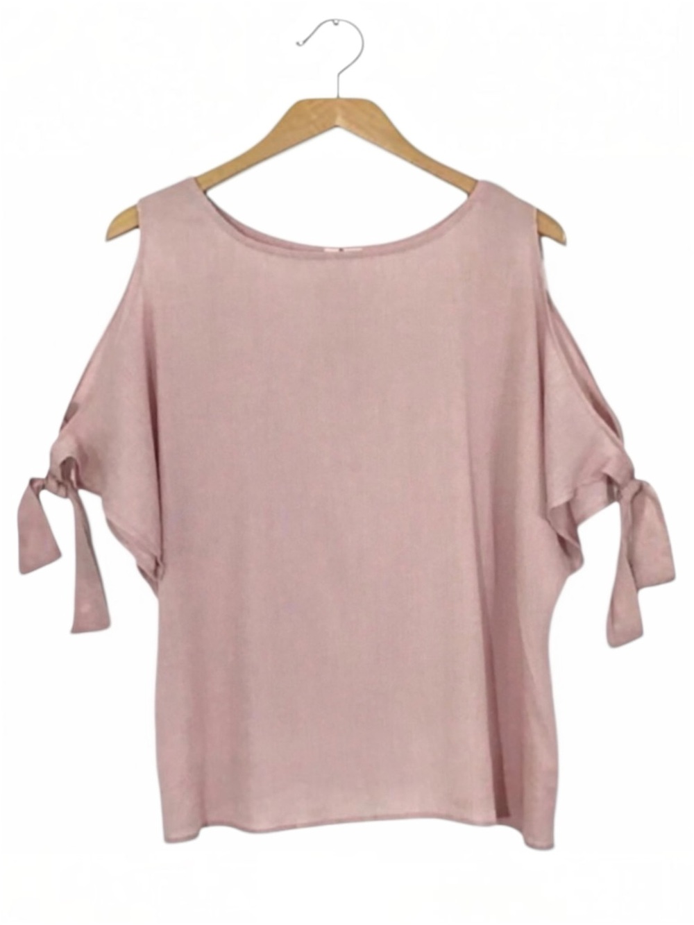 Cold Shoulder Tie Sleeves Blouse Mauve Dusty Pink Size 1X NEW Made in USA
